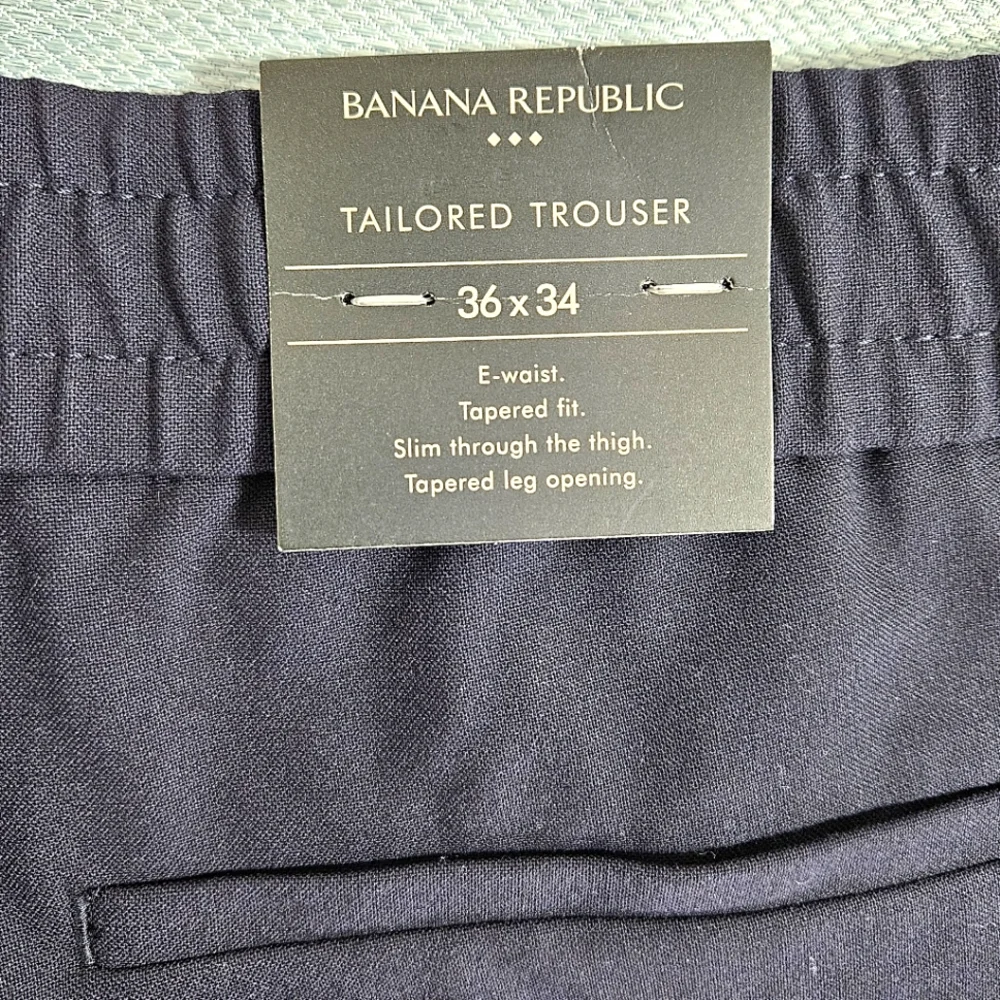 Banana Republic NWT Mens Tailored Trouser Stretch Waist‎ Preppy 36X34 Blue